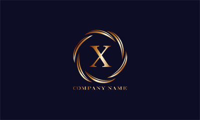 Gold Emblem of the weaving circle. Monogram design elements, graceful template. Simple logo design Letter  for Royalty, business card, Boutique, Hotel, Heraldic, Web design. Vector illustration