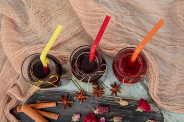 Ramadan drinks. Turkish Sherbet,  raspberry, cherry and rose sweet,cold red rose sherbet.