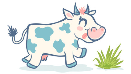 Vector cute cow in kawaii style