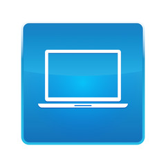 Laptop icon shiny blue square button