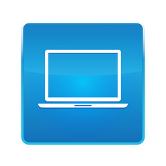 Laptop icon shiny blue square button