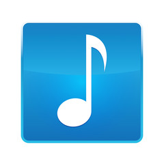 Musical note icon shiny blue square button