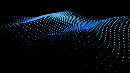 3d sea dots wave glowing stream background flow