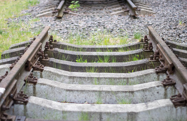 Rails and railway sleepers arrow