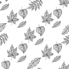 Seamless leaves pattern. Design for banner, poster, card, cover, invitation, placard brochure or header.