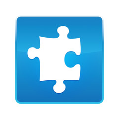 Obraz premium Puzzle icon shiny blue square button