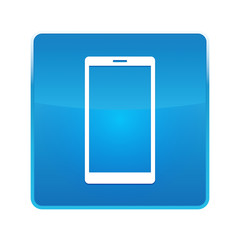 Smartphone icon shiny blue square button