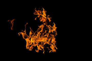 Fire flames on black background. fire on black background isolated. fire patterns.