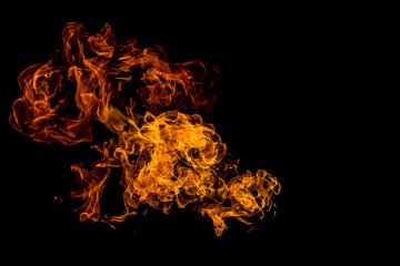 Obraz na płótnie Canvas Fire flames on black background. fire on black background isolated. fire patterns.