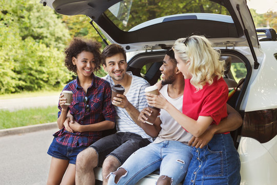 Happy travelers concept