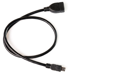 USB Data & Power Cable isolated on White Background. Close up