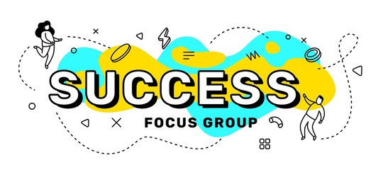 Vector business creative illustration of word success with peopl