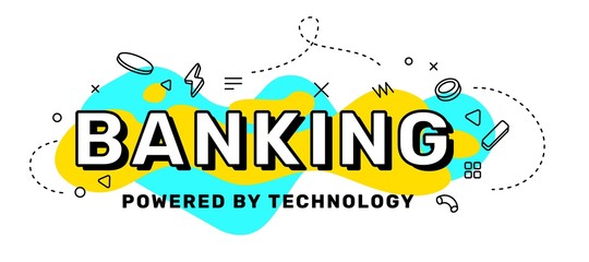 Obraz premium Vector business creative illustration of word banking with abstr