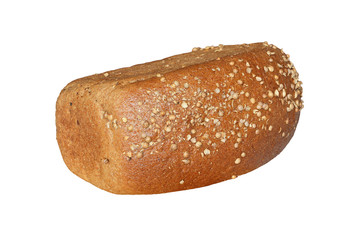 Loaf of bread with coriander isolated on white background