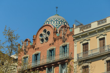 Architectural details roofs of buildings in Barcelona