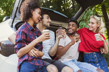 Happy travelers concept