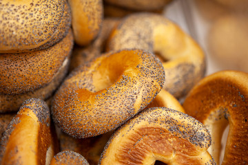 Stacked Freshly Baked Bread Bagels