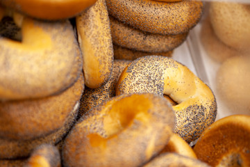 Stacked Freshly Baked Bread Bagels