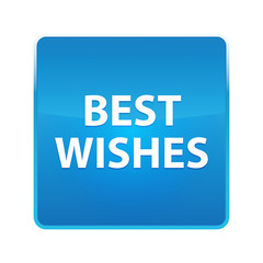 Best Wishes shiny blue square button