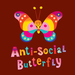 anti-social butterfly t shirt design