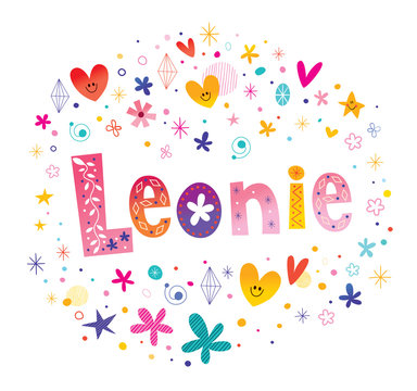 Leonie girls name decorative lettering type design