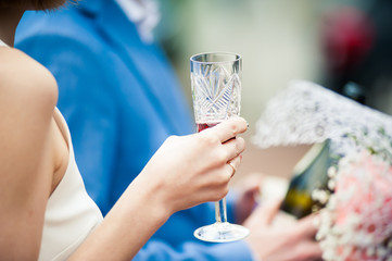 Wedding champagne for bride and groom