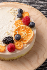 Dietary delicate fruity berry nut cake without baking.