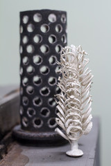 Closeup of the device for smelting handmade silverware, a jeweler's workflow