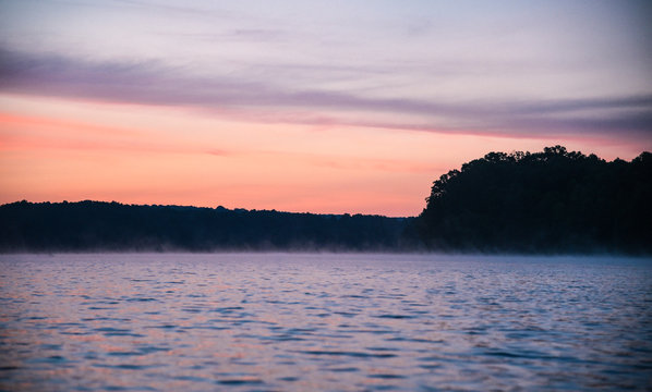 Misty Morning on Petoka Lake in Hoosier National Forest in Indiana 