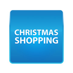 Christmas Shopping shiny blue square button