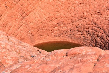 Views from the Lower Sand Cove trail to the Vortex formation, by Snow Canyon State Park in the Red Cliffs National Conservation Area, by Gunlock and Saint George, Utah, United States. 