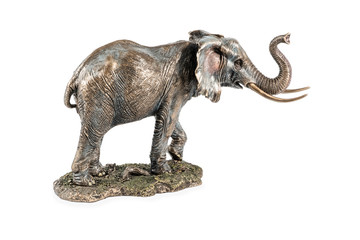 bronze elephant statuette on white