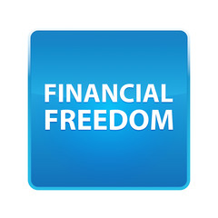 Financial Freedom shiny blue square button