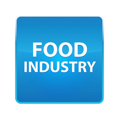 Food Industry shiny blue square button