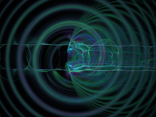 Energy waves. Wave propagation in space. Scientific abstraction 3d illustration.