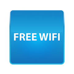 Free Wifi shiny blue square button