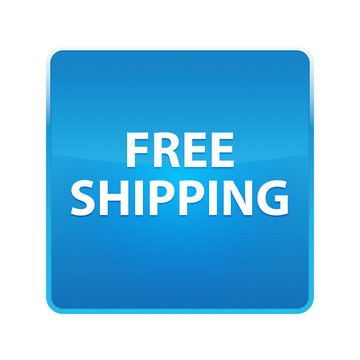 Free Shipping shiny blue square button