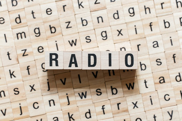 Obraz premium Radio word concept on cubes