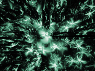 Obraz premium Refraction of light. Reflection of multi-colored sparks in space. Beautiful scientific 3d illustration.