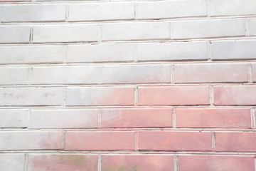 Square pink white gradient brick block wall use as background and texture