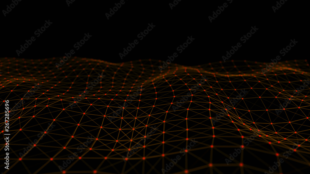 Leinwandbilder Structural connection of information. Data transfer in network connection. Abstract data background. 3D rendering.