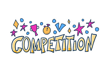 Competition flat concept. Vector word isolated.