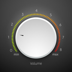 Volume music control knob icon panel. Audio knob element interface