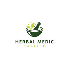 herbal medic vector logo design