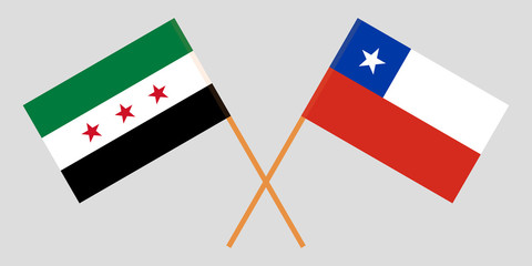 Chile and Syria. The Chilean and Syrian flags. Official colors. Correct proportion. Vector