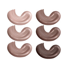 Foundation creamy texture, different skin tone smear on the white background, skin tone smear from light to dark. Vector 3d illustration