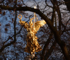 Victory Column, (Siegessäule) in Great Tiergarten at the big star in Berlin Mitte in beautiful...
