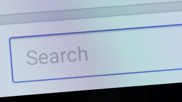 Cursor typing www on the browser bar. Internet Search Close up.
