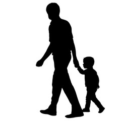 Silhouette of happy family on a white background