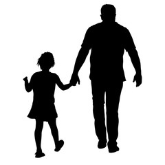 Silhouette of happy family on a white background